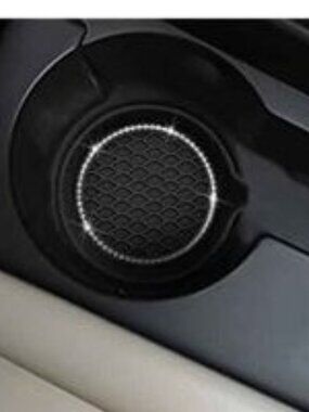 Crystal Rhinestone Car Cup Holder Coaster Black 4 pcs Brand New in Box